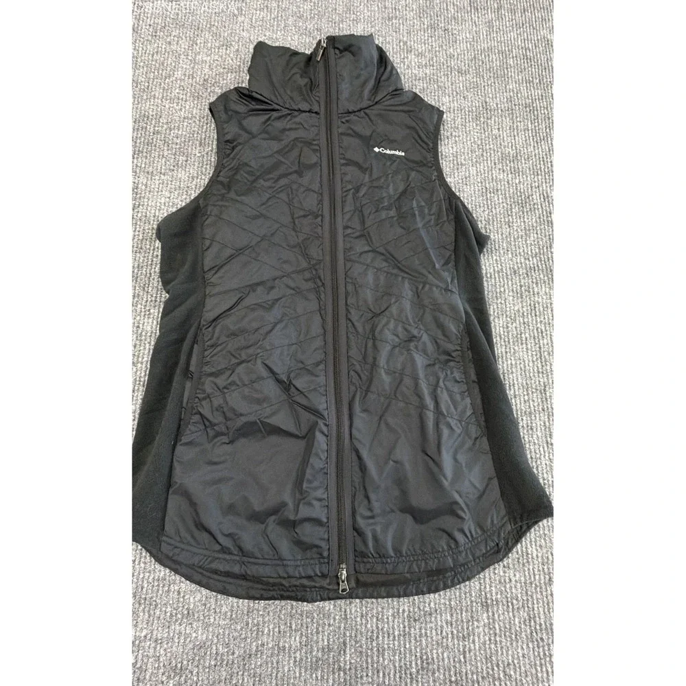 Columbia Black Vest Black Mix It Around Long Quilted Full Zip Fleece Puffer -XL